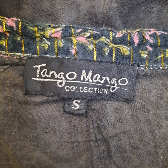 Tango Mango Midi skirt Size S Cotton Peacock Floral Print metallic Boho - Picture 9 of 9